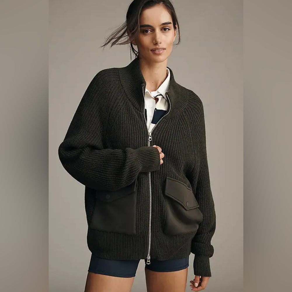 NWT Varley Anthropologie Tessa Zip Through Knit Jacket - Picture 3 of 9